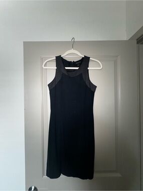 Banana Republic Black Sleeveless Mesh-Detail Mini Dress